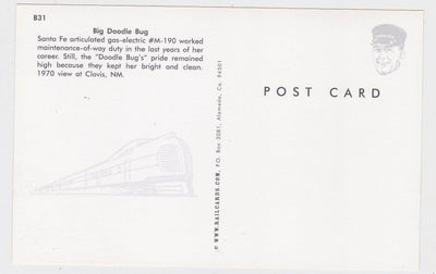 AT&SF Santa Fe Doodlebug Gas Electric M190 Locomotive Train Postcard - TulipStuff