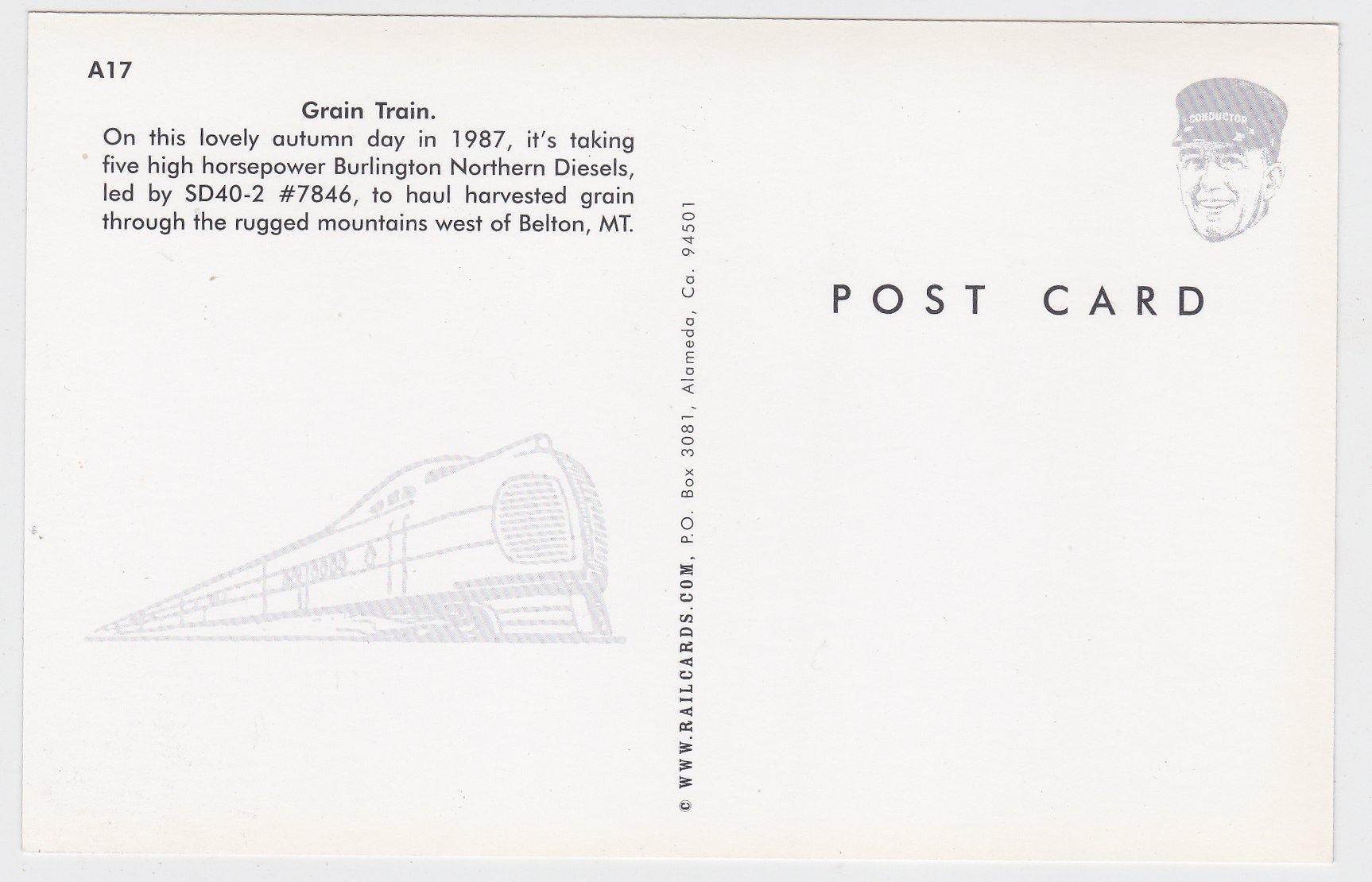 Burlington Northern EMD SD40-2 Locomotive Hauling Grain Belton Montana - TulipStuff