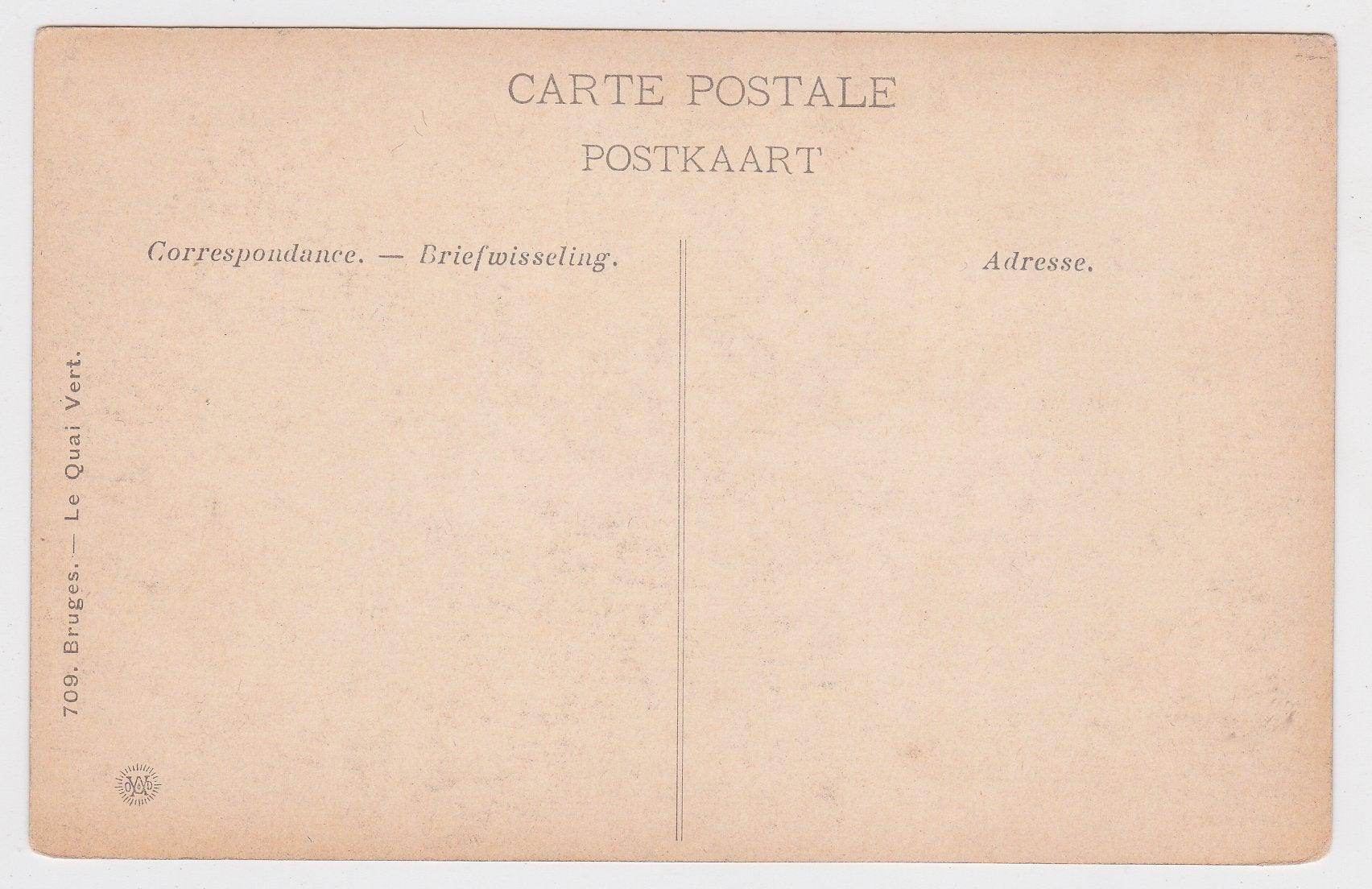 Bruges Le Quai Vert Belgium 1910's Antique Postcard - TulipStuff