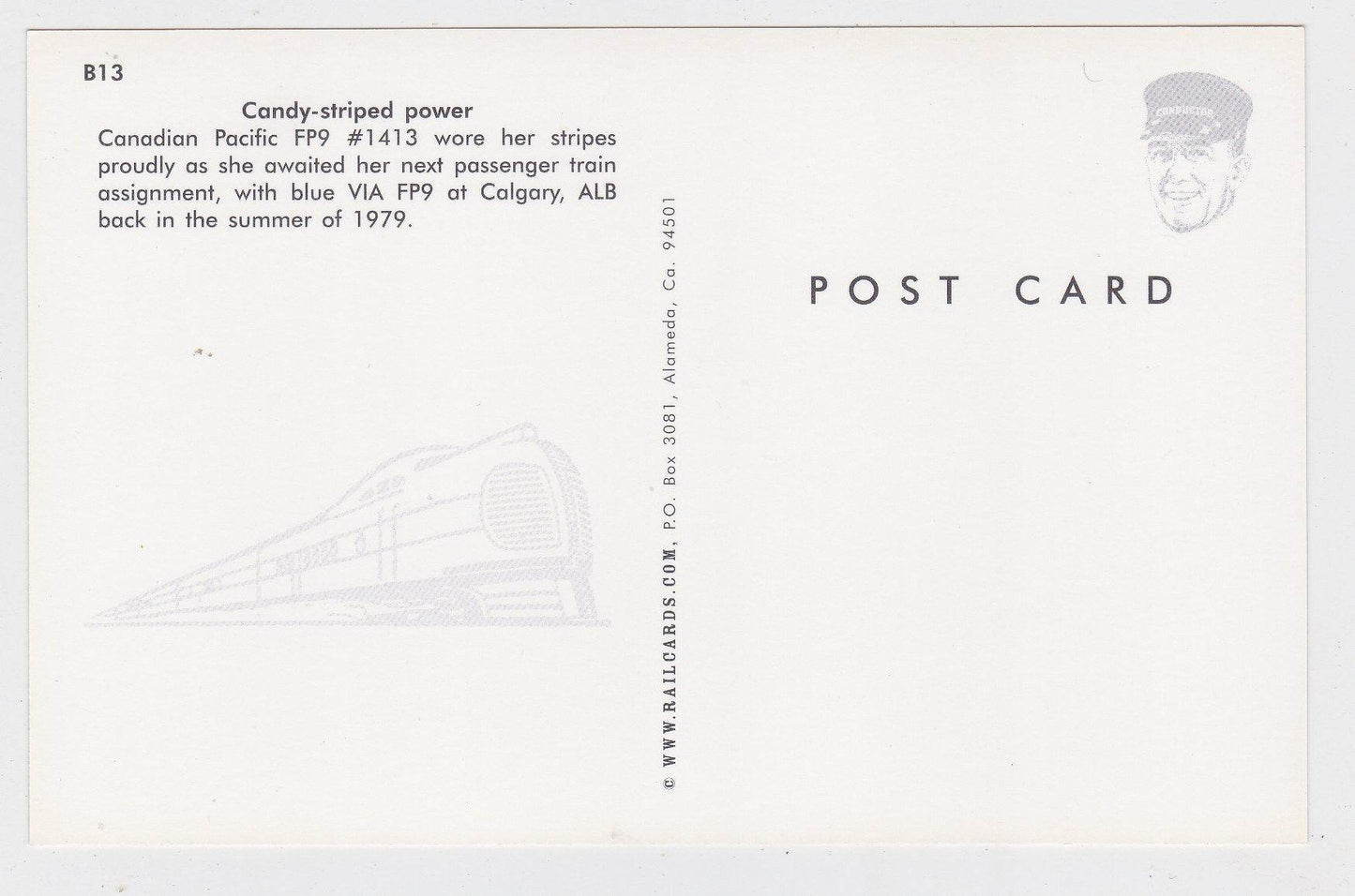 Canadian Pacific CP Rail EMD F9 Locomotive Train at Calgary Postcard - TulipStuff