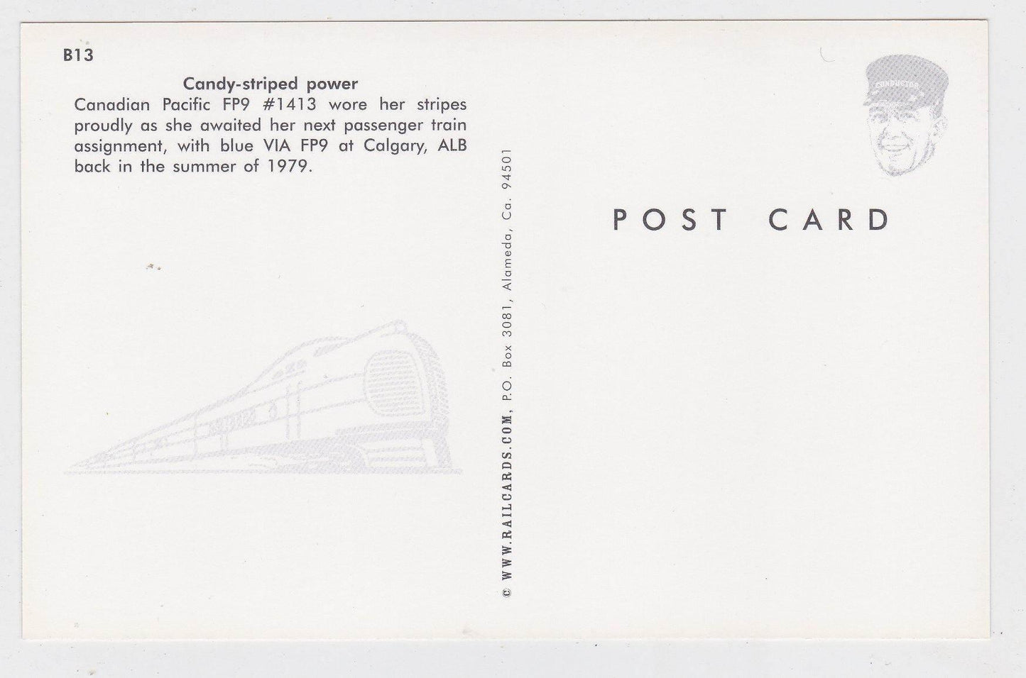 Canadian Pacific CP Rail EMD F9 Locomotive Train at Calgary Postcard - TulipStuff