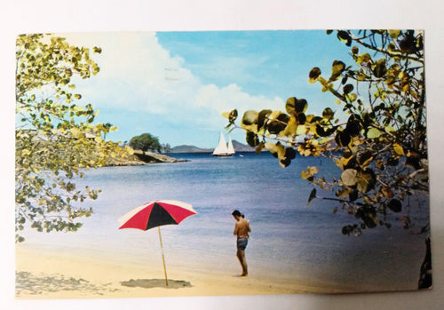 Caneel Bay Plantation Beach St John US Virgin Islands Postcard 1959 - TulipStuff