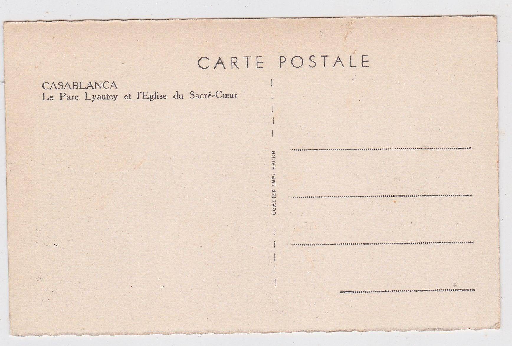 Casablanca Morocco Le Parc Lyautey l'Eglise du Sacre-Coeur Postcard - TulipStuff