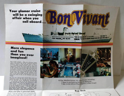 Chandris Flagship Cruises 1974 ss Bon Vivant Cruise Brochure - TulipStuff