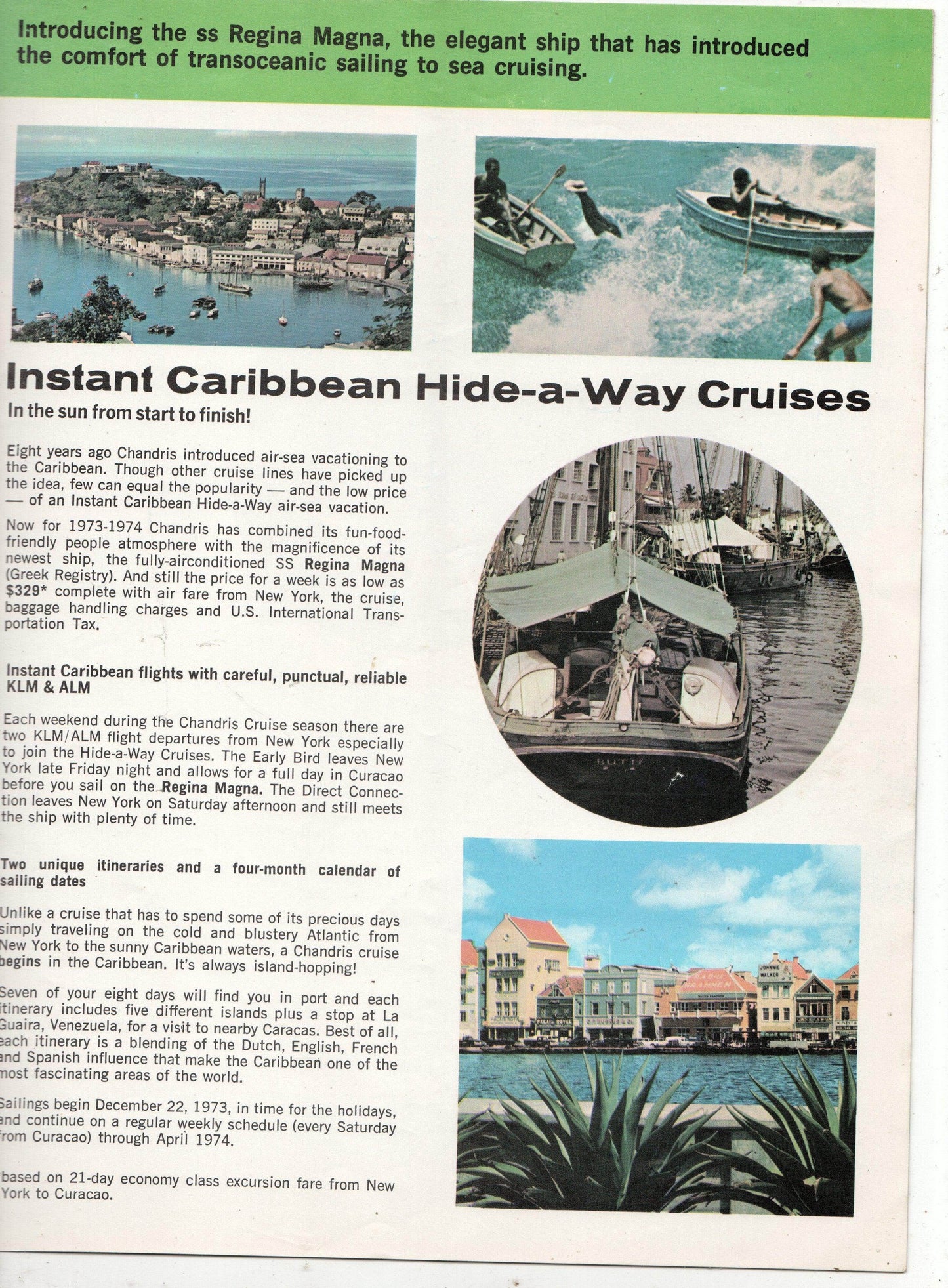 Chandris Cruises tss Regina Magna 1973-74 Caribbean Cruise Brochure - TulipStuff