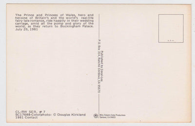 Prince Charles Princess Diana In Wedding Carriage 1981 Postcard - TulipStuff
