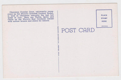 Cheyenne Frontier Days Rodeo Cowboys Wyoming 1940's Linen Postcard - TulipStuff