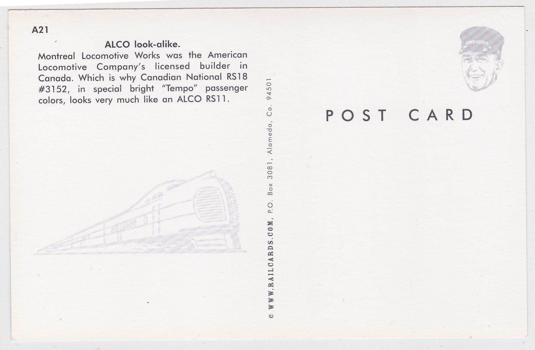 CN Canadian National Montreal Locomotive Works RS18 Postcard - TulipStuff