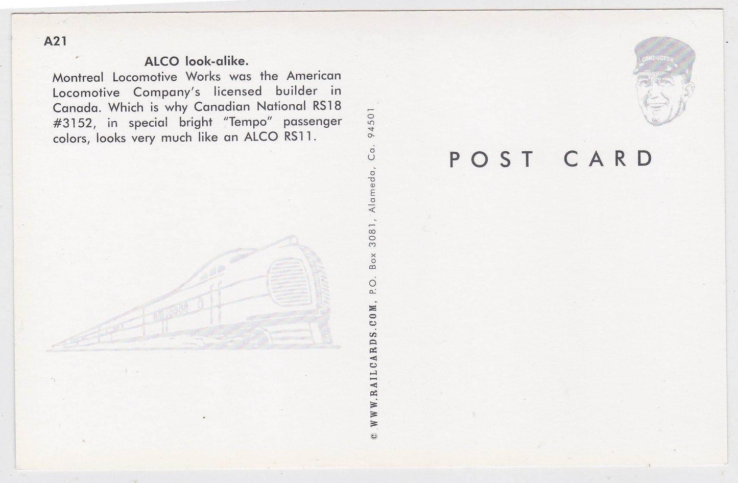 CN Canadian National Montreal Locomotive Works RS18 Postcard - TulipStuff