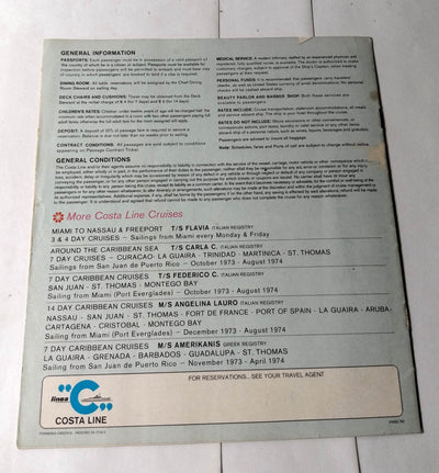 Costa Line Andrea C - Franca C - Enrico C 1974 Cruise Brochure - TulipStuff