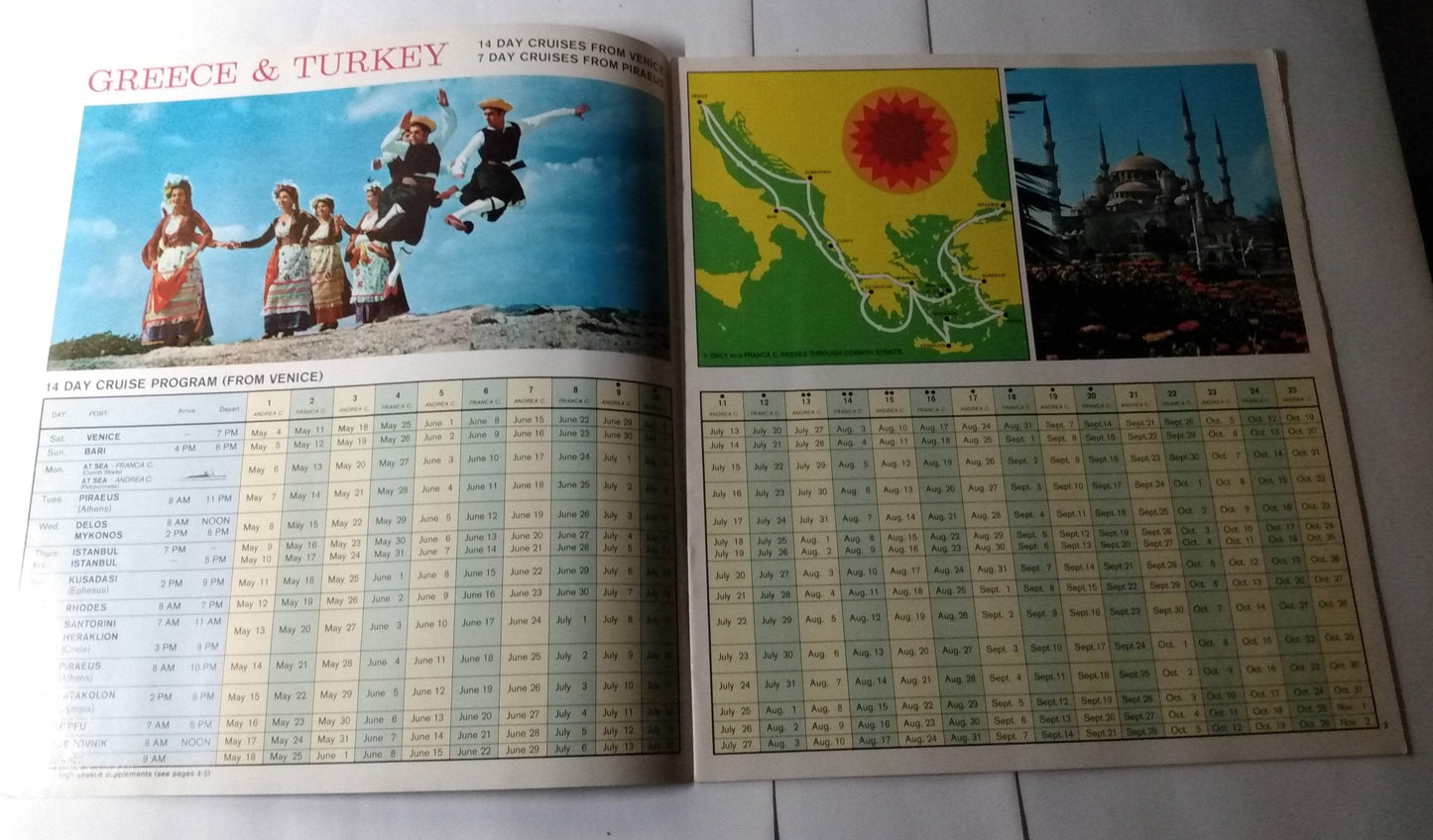 Costa Line Andrea C - Franca C - Enrico C 1974 Cruise Brochure - TulipStuff