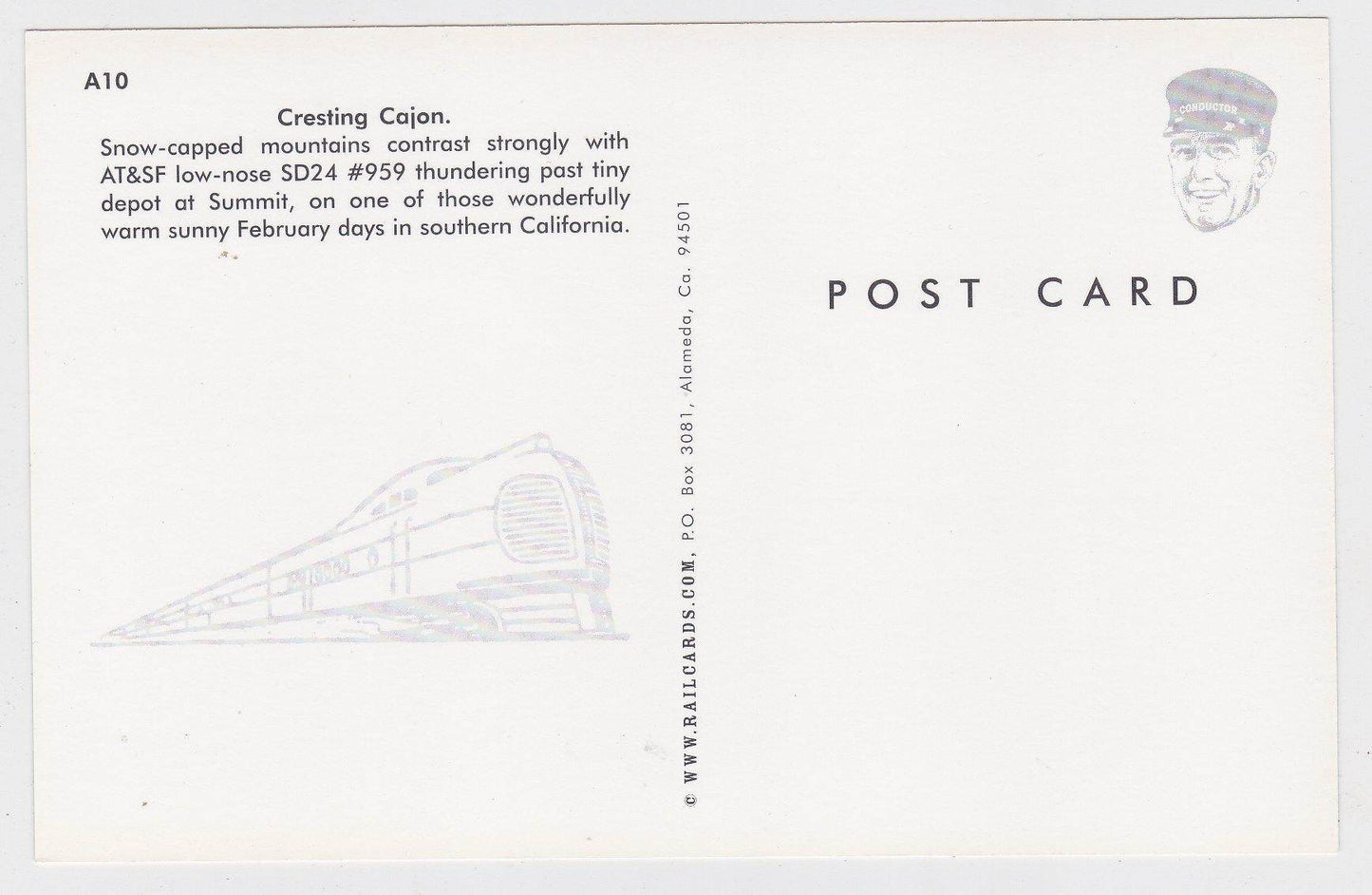 AT&SF Santa Fe EMD SD24 Cresting Cajon Locomotive Train Postcard - TulipStuff