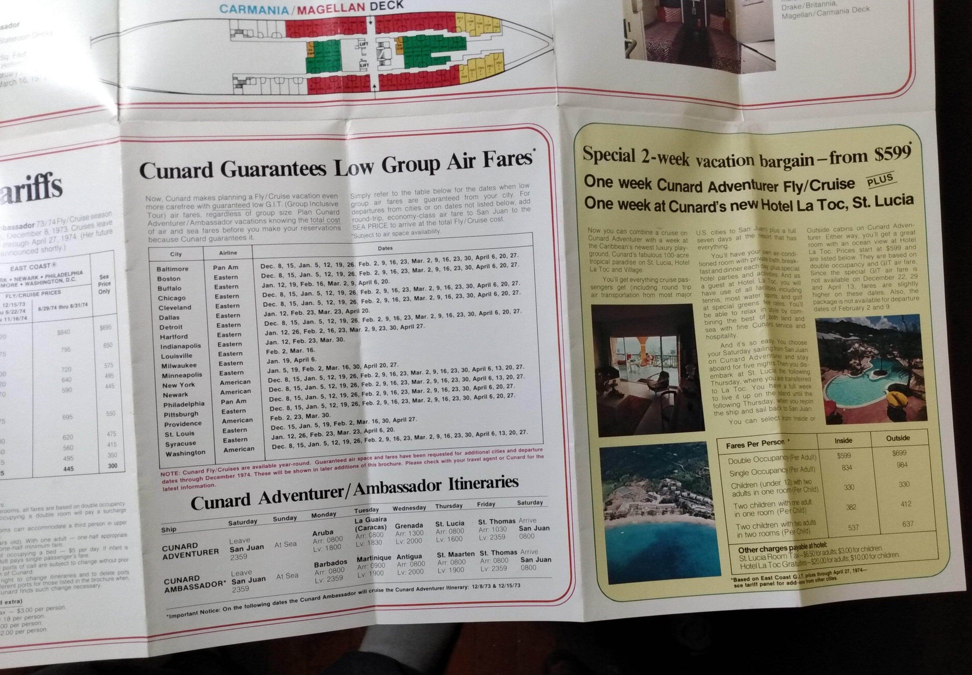 Cunard Ambassador / Adventurer 1973-1974 Caribbean Cruise Brochure - TulipStuff