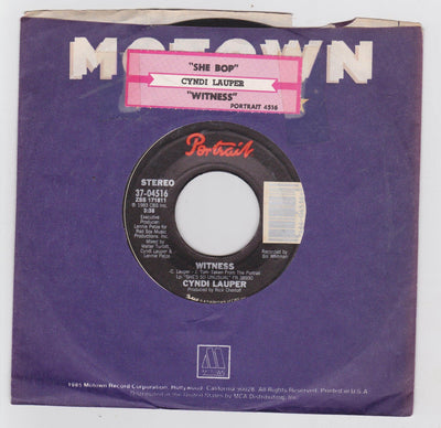 Cyndi Lauper She Bop b/w Witness 7" Vinyl 45 RPM New Wave 1984 - TulipStuff