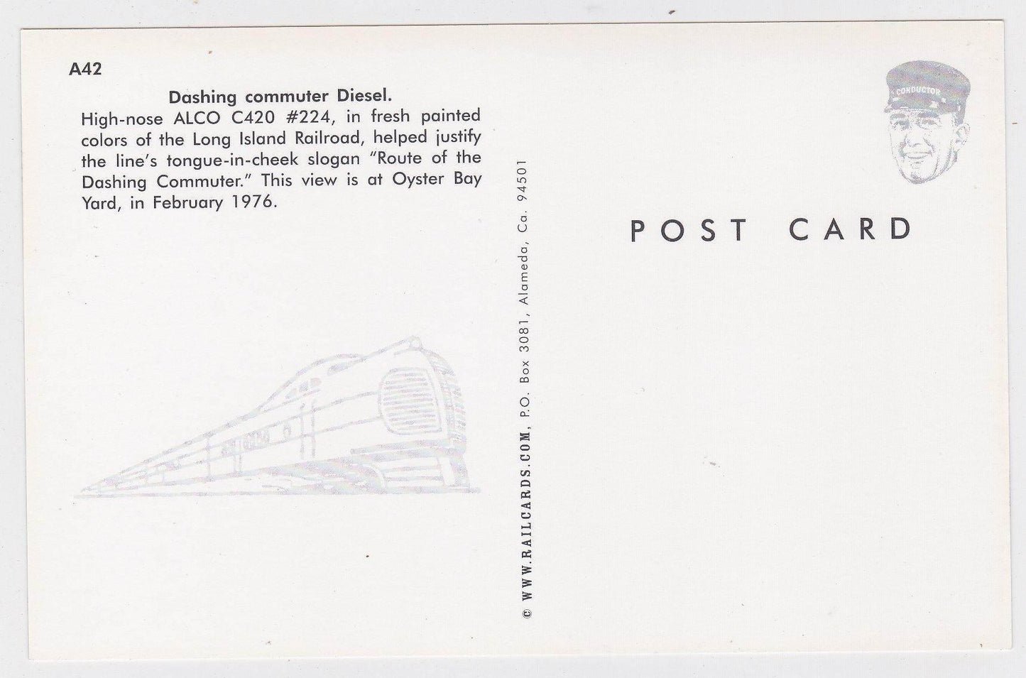 Long Island Railroad Alco C420 Commuter Train Locomotive Postcard - TulipStuff