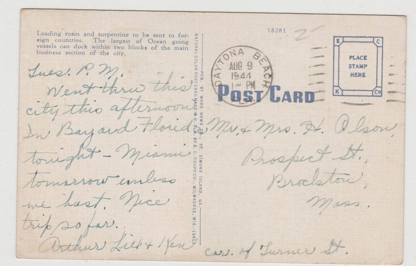 The Docks At Brunswick Georgia 1940's Linen Postcard - TulipStuff