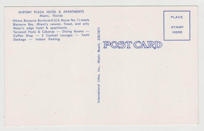 Dupont Plaza Hotel and Apartments Miami Florida 1950's Postcard - TulipStuff