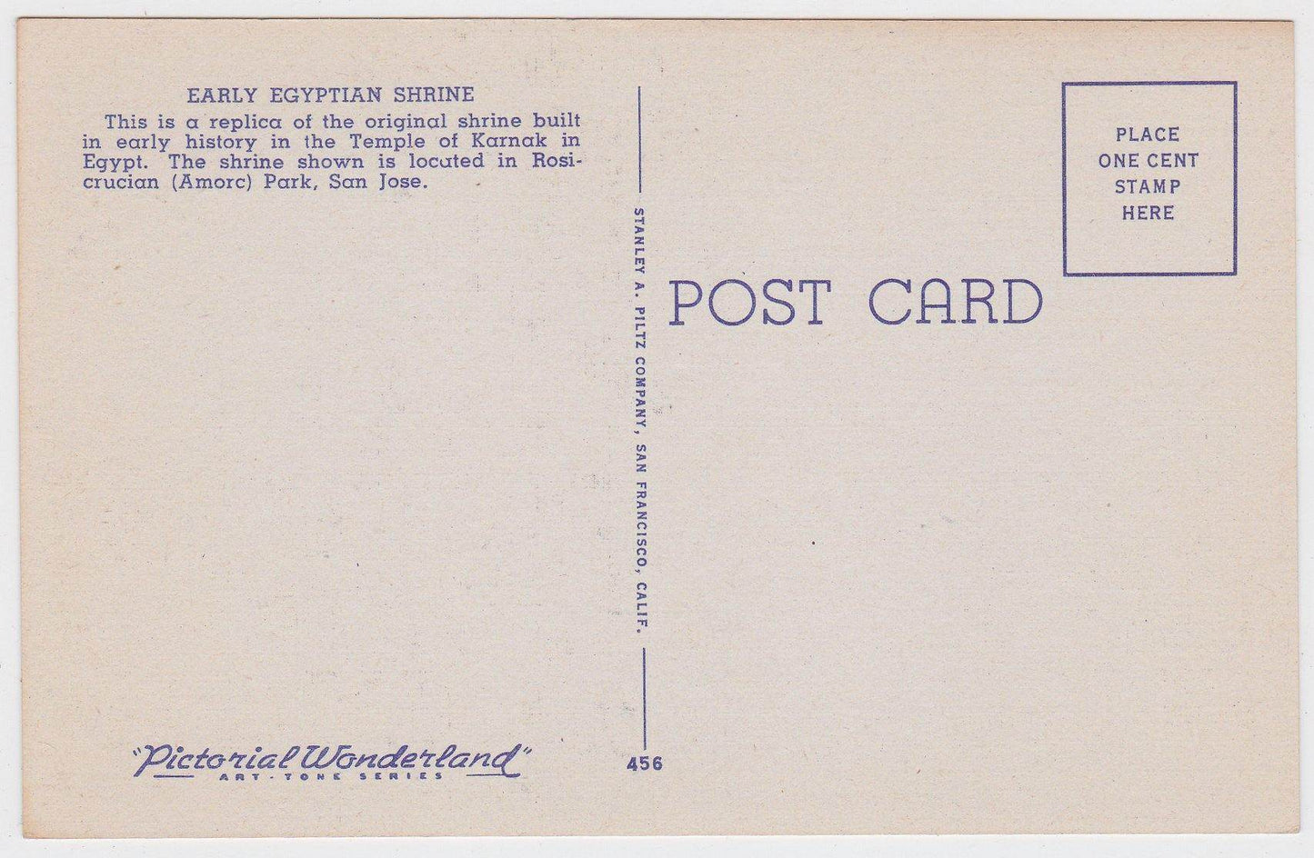 Replica of Early Egyptian Shrine Rosicrucian Park San Jose CA 1940's - TulipStuff