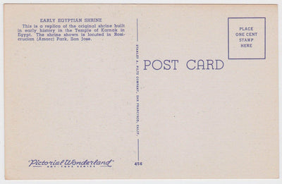 Replica of Early Egyptian Shrine Rosicrucian Park San Jose CA 1940's - TulipStuff