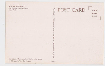 Empire State Building Winter Sunshine New York City 1950's Postcard - TulipStuff