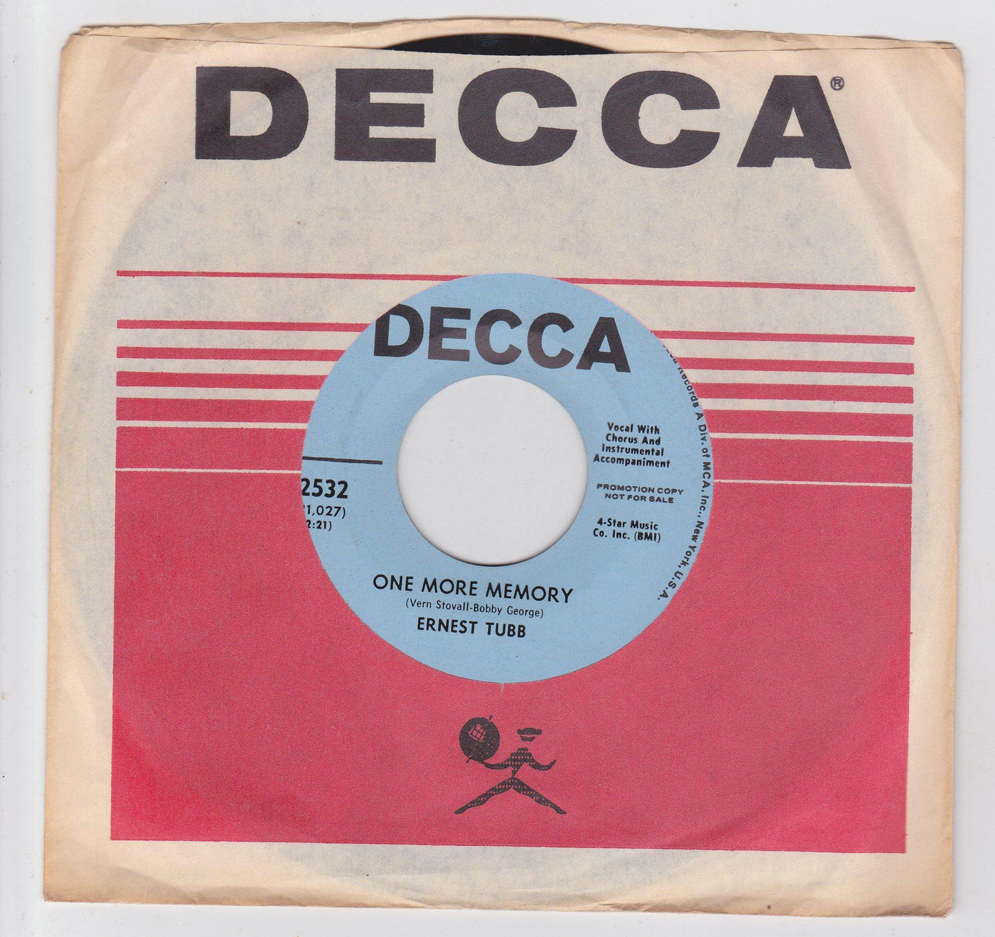 Ernest Tubb Just A Drink Away b/w One More Memory 7" Promo 1969 - TulipStuff