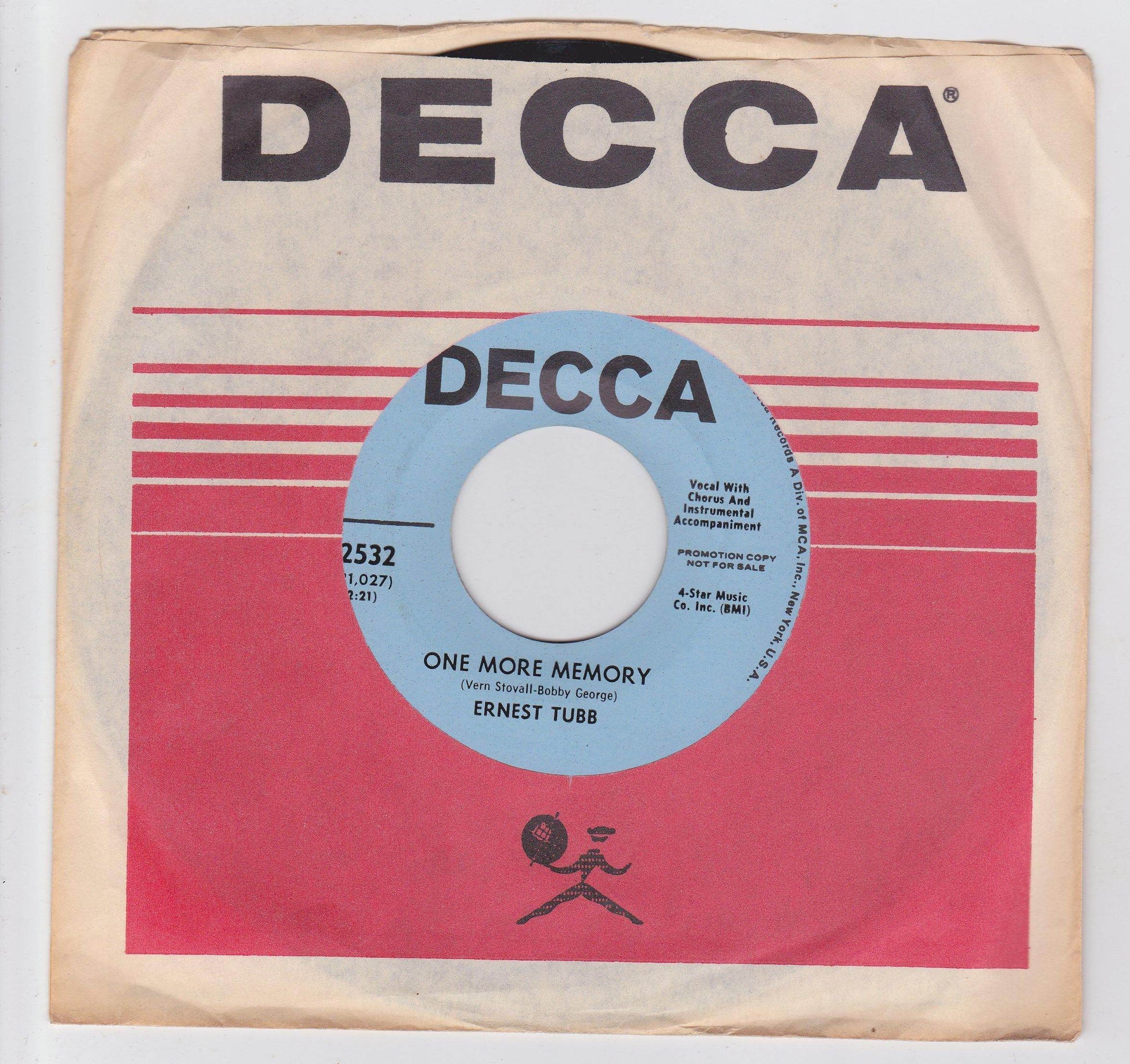 Ernest Tubb Just A Drink Away b/w One More Memory 7" Promo 1969 - TulipStuff