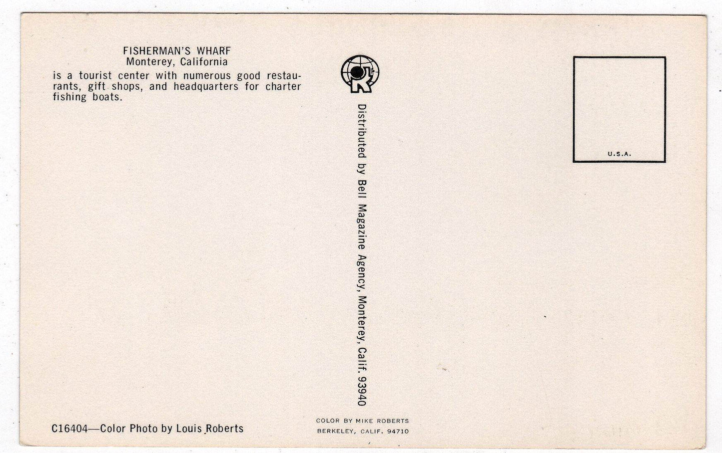 Fisherman's Wharf Monterey California 1960's Postcard - TulipStuff