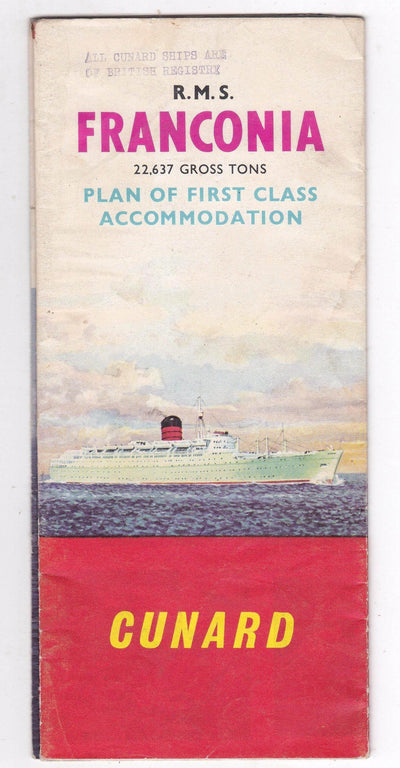 Cunard Line RMS Franconia Deck Plans First Class Accommodations 1960's - TulipStuff