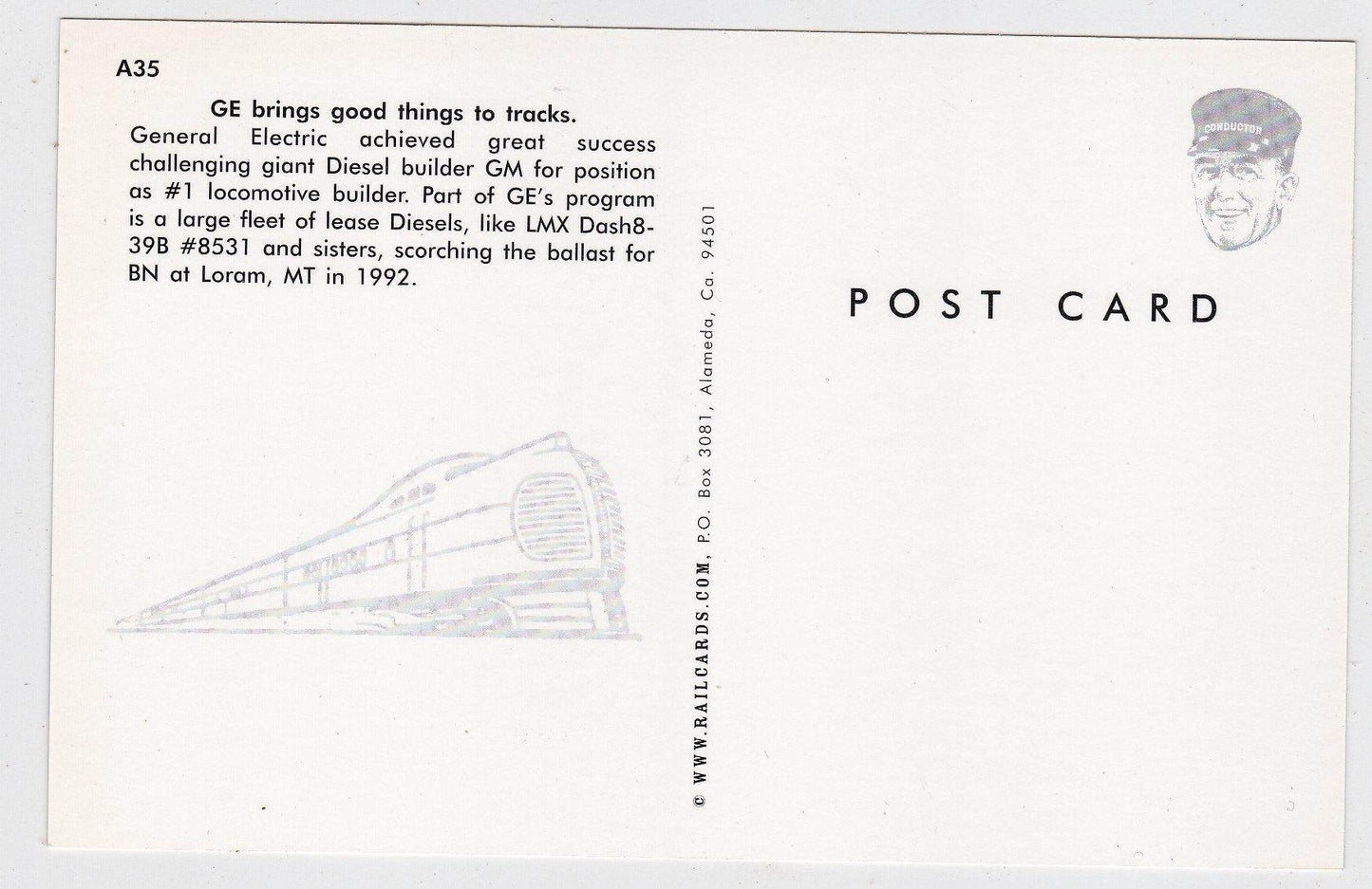 GE LMX Dash8-39B  Diesel Locomotive at Loram MT in 1992 - TulipStuff