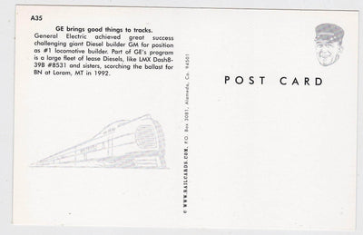 GE LMX Dash8-39B Diesel Locomotive at Loram MT in 1992 - TulipStuff