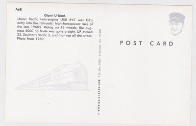 Union Pacific GE U50 U-Boat Locomotive Train Postcard - TulipStuff