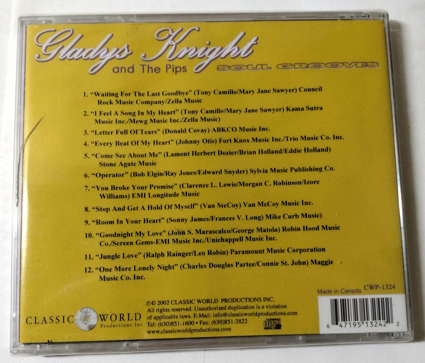 Gladys Knight And The Pips Soul Grooves Funk Soul Album CD 2002 - TulipStuff