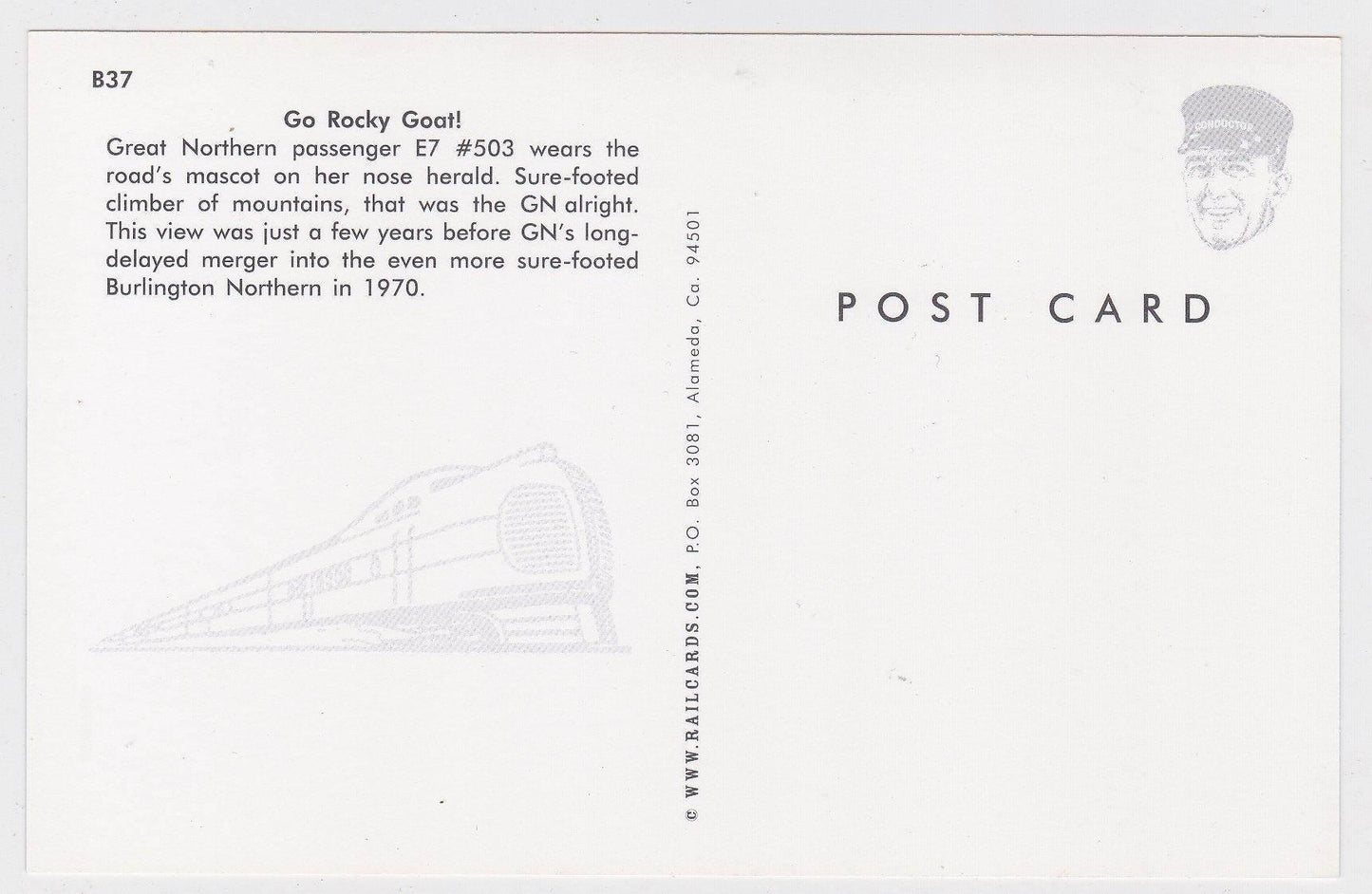 Great Northern EMD E7 Passenger Train Diesel Locomotive Postcard - TulipStuff