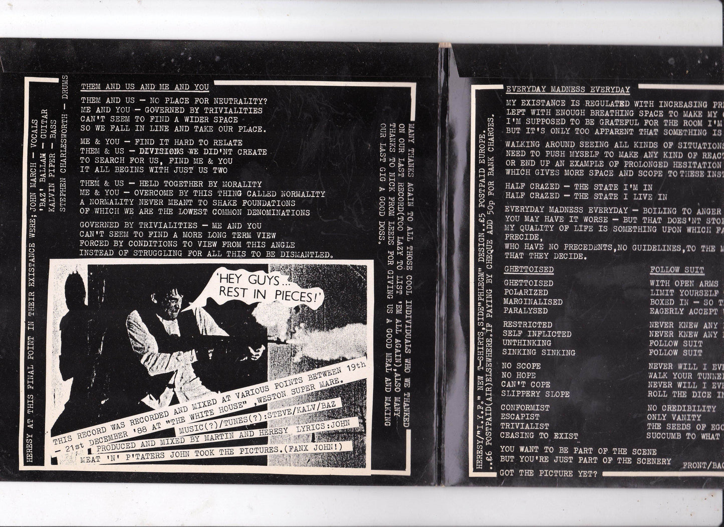 Heresy Whose Generation 7" EP Vinyl Record UK Punk Hardcore 1989 - TulipStuff