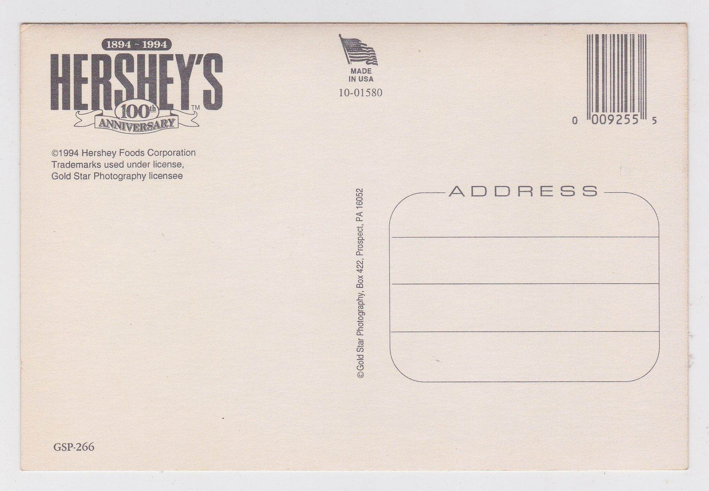 Hershey's 100th Anniversary 1894-1994 Great American Chocolate Postcard - TulipStuff