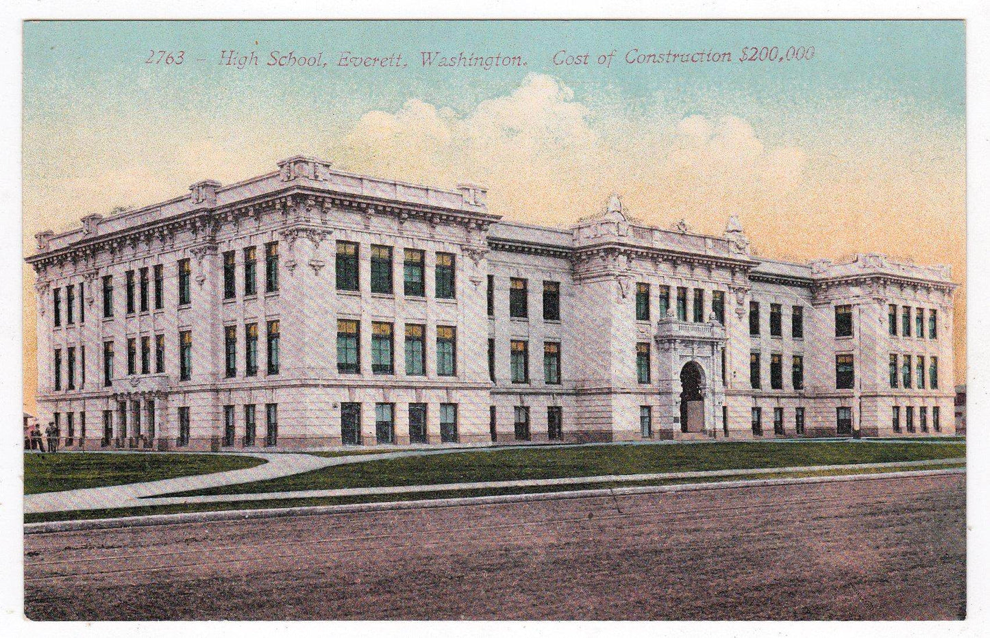 High School Everett Washington 1910's Postcard - TulipStuff