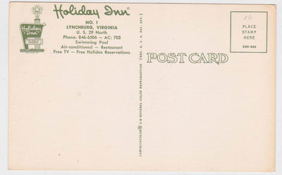 Holiday Inn Lynchburg Virginia US29 North 1960's Postcard - TulipStuff