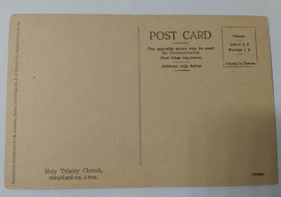 Holy Trinity Church Stratford-on-Avon England Postcard 1910's Shakespeare - TulipStuff