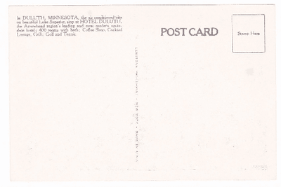 Hotel Duluth Vintage Postcard Duluth Minnesota 1940's - TulipStuff