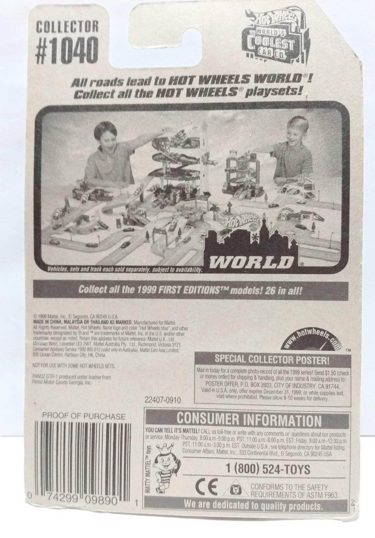 Hot Wheels Collector 1040 Panoz GTR-1 Race Car 1998 - TulipStuff