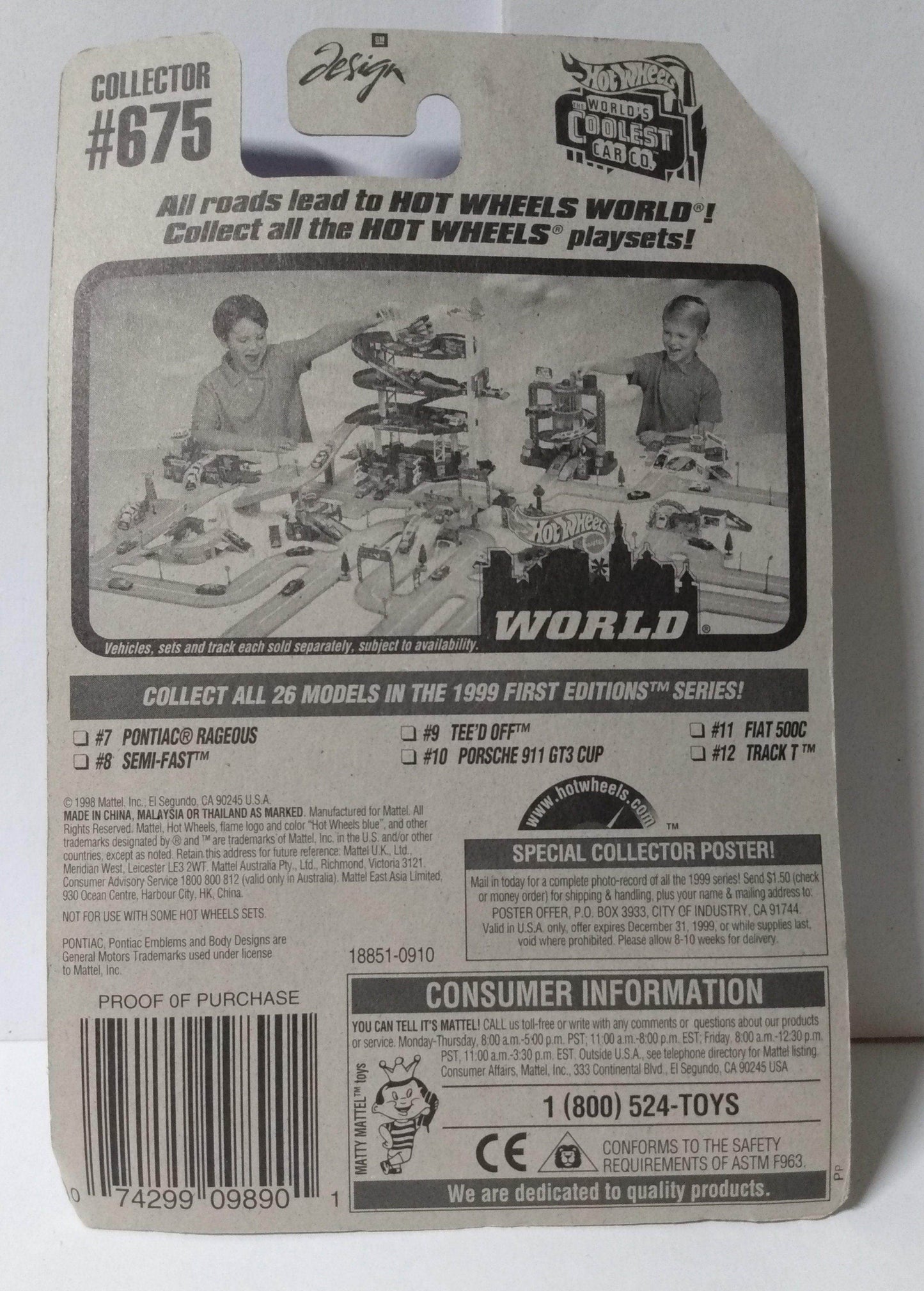 Hot Wheels 1999 First Editions Pontiac Rageous Collector #675 - TulipStuff