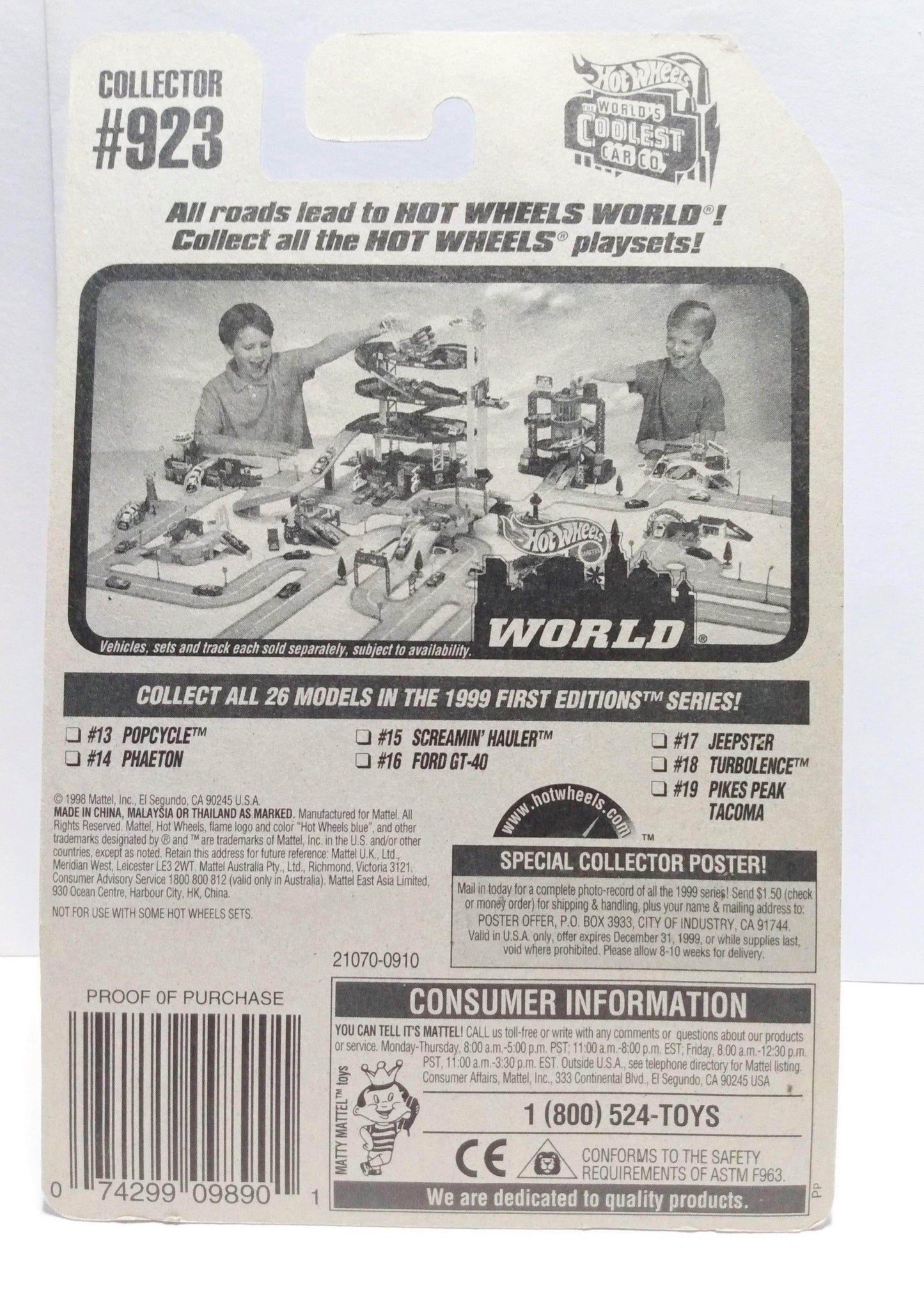 Hot Wheels 1999 First Editions Turbolence Collector #923 - TulipStuff