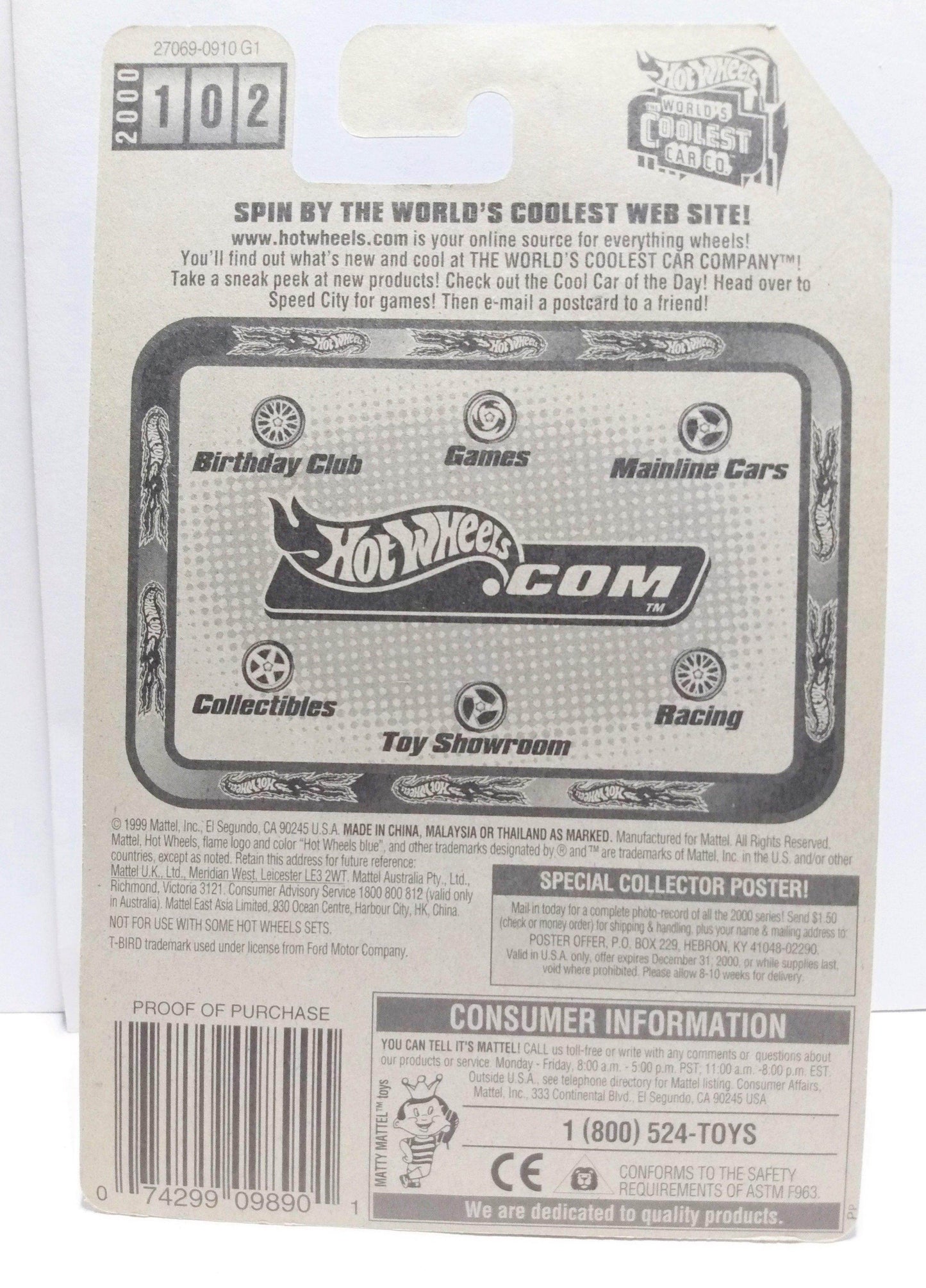 Hot Wheels 2000 Collector #102 '90 T-Bird Ford Thunderbird Stocker - TulipStuff