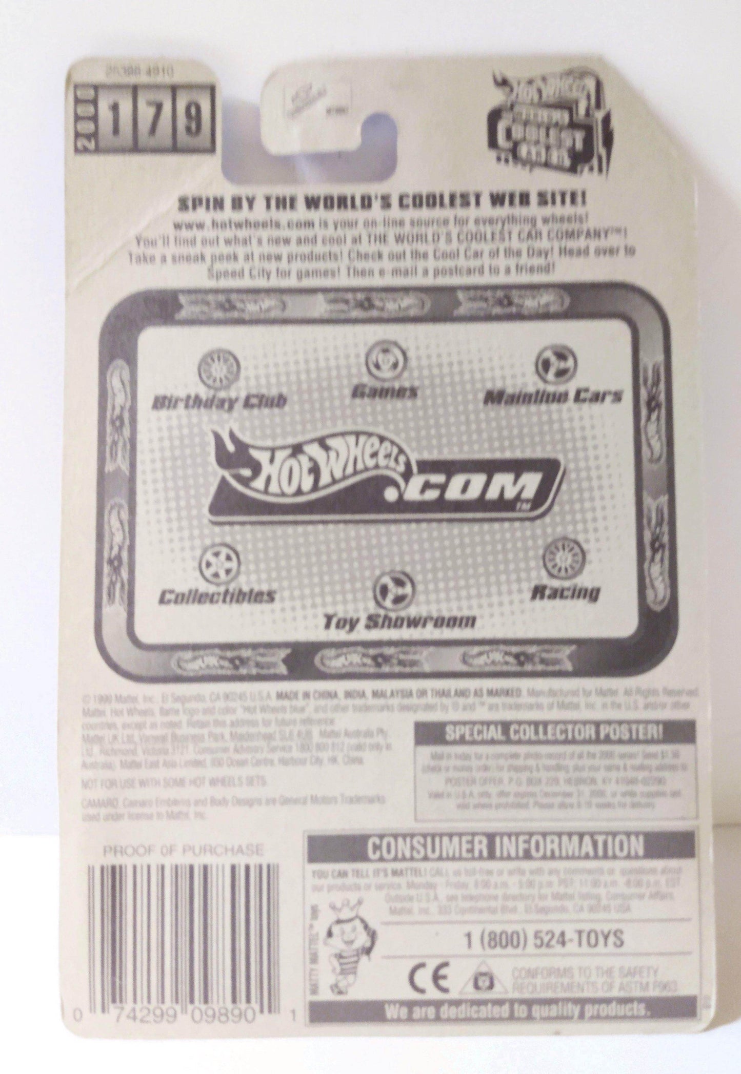 Hot Wheels 2000 Collector #179 '95 Chevy Camaro Convertible - TulipStuff