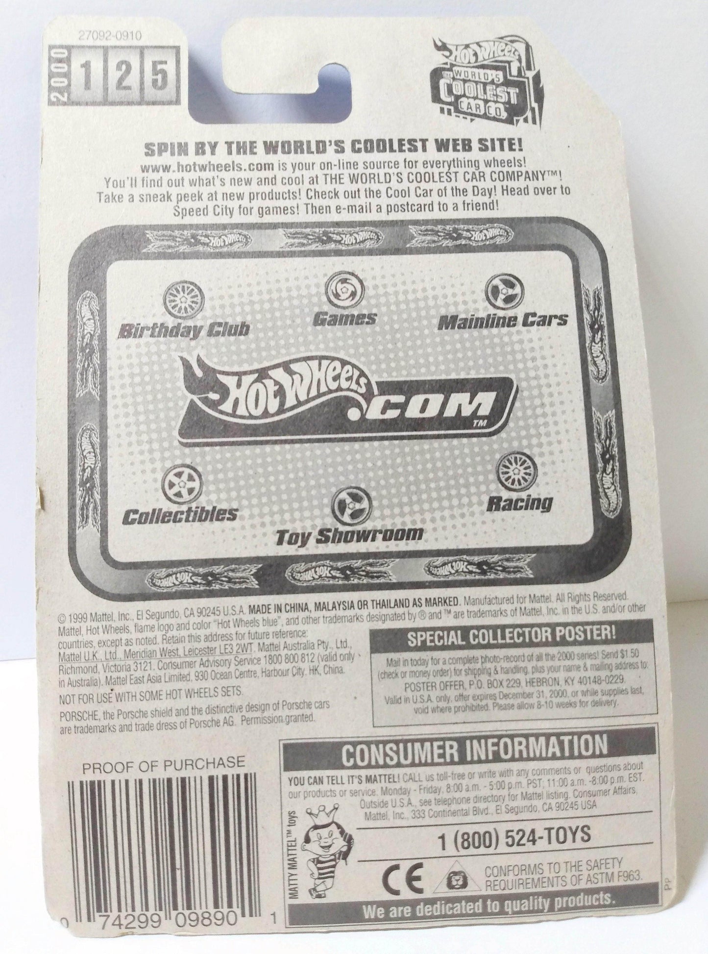 Hot Wheels 2000 Collector #125 Porsche 930 Sports Car - TulipStuff
