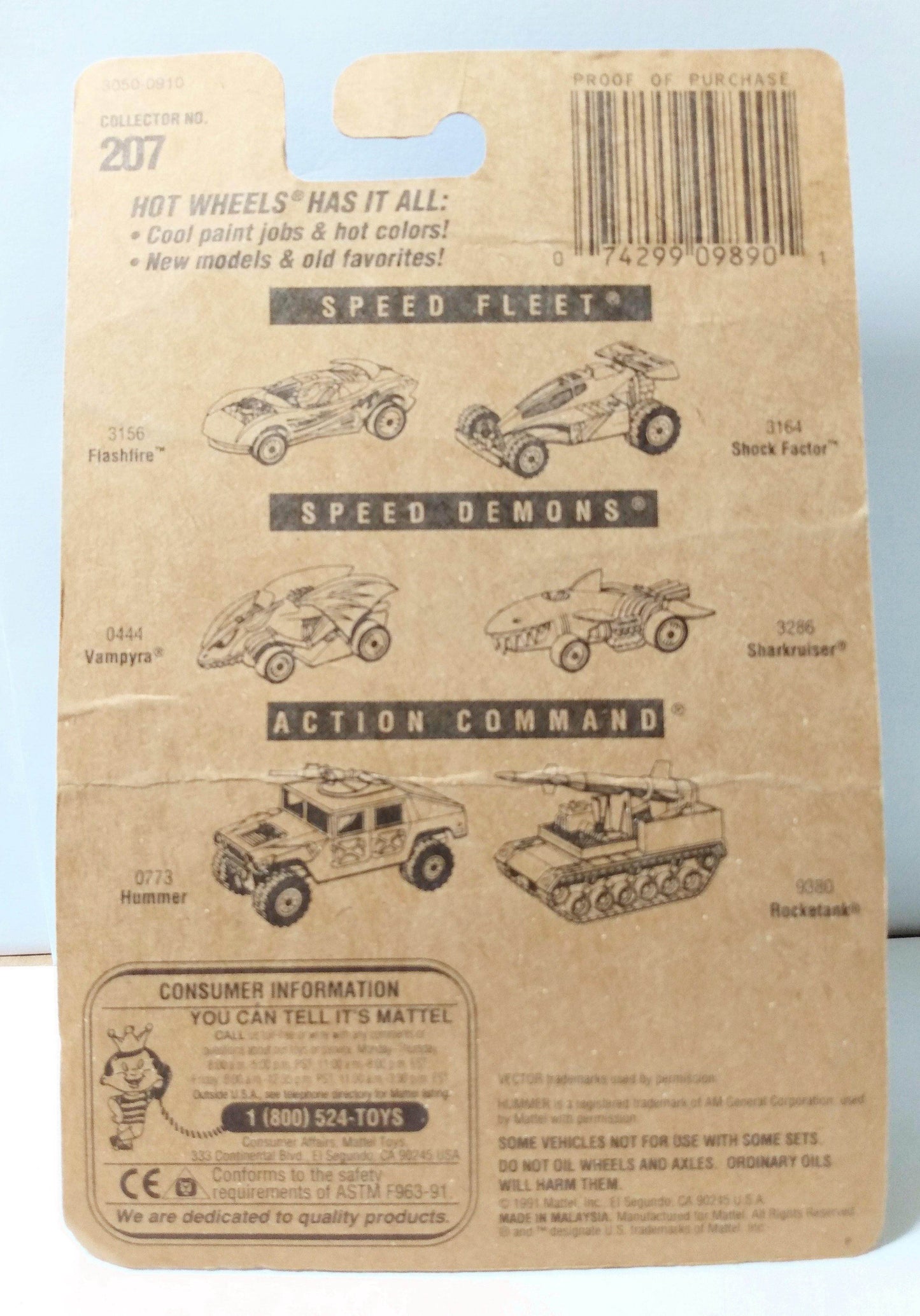 Hot Wheels Collector #207 Vector Avtech WX-3 uh 1994 - TulipStuff