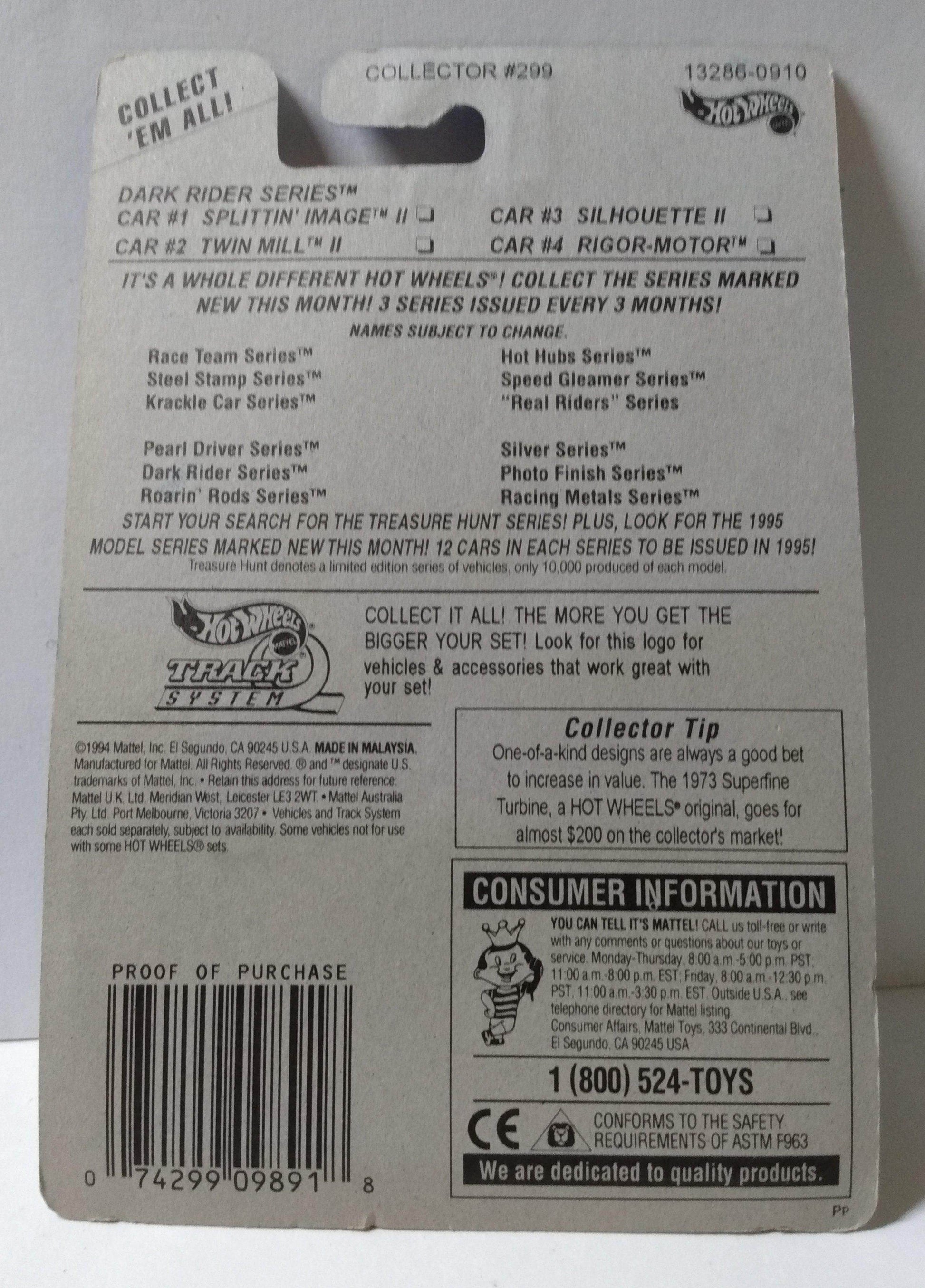 Hot Wheels Collector #299 Dark Rider Series Silhouette II 1994 - TulipStuff