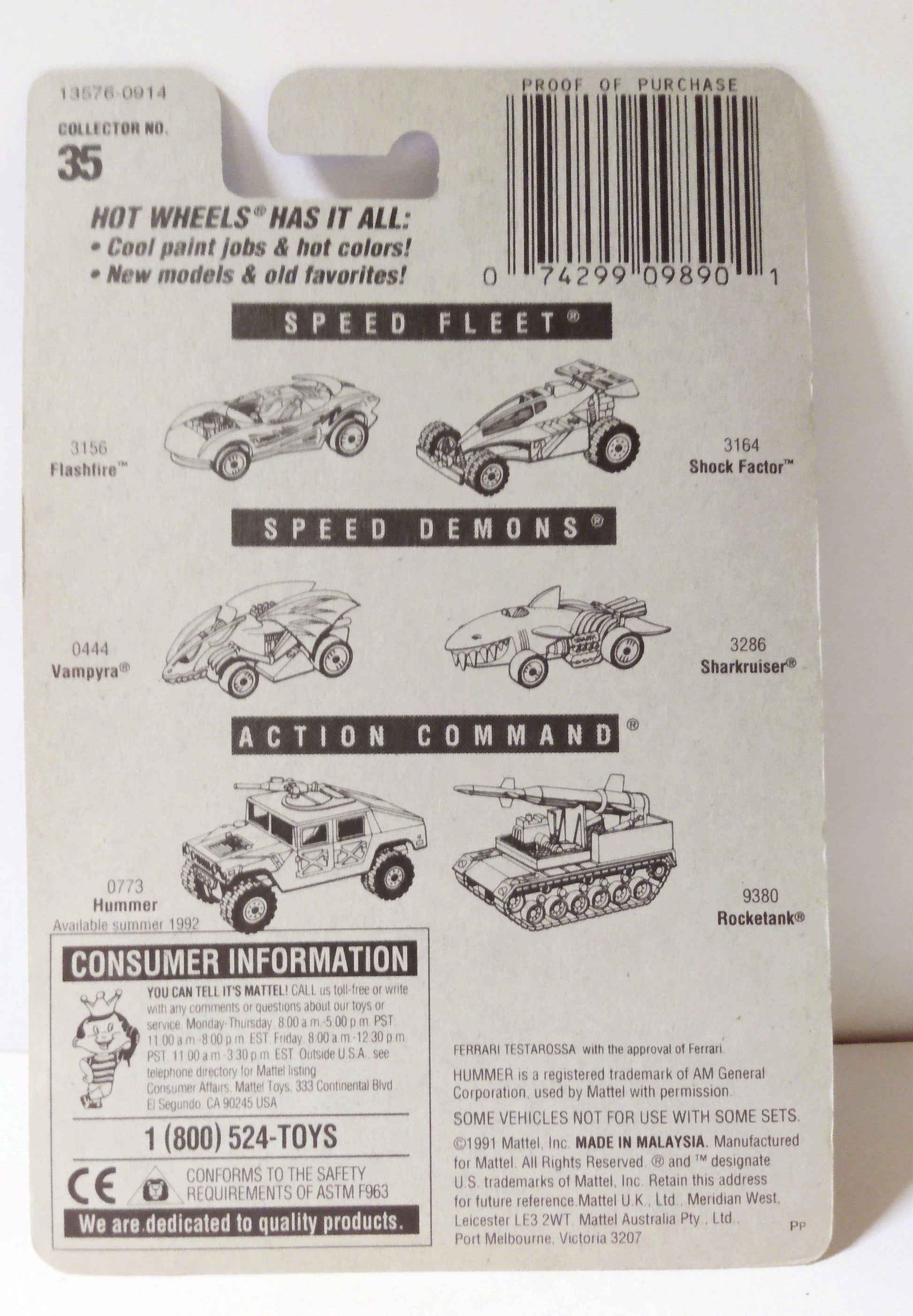 Hot Wheels Collector #35 Ferrari Testarossa Sports Car 1996 - TulipStuff