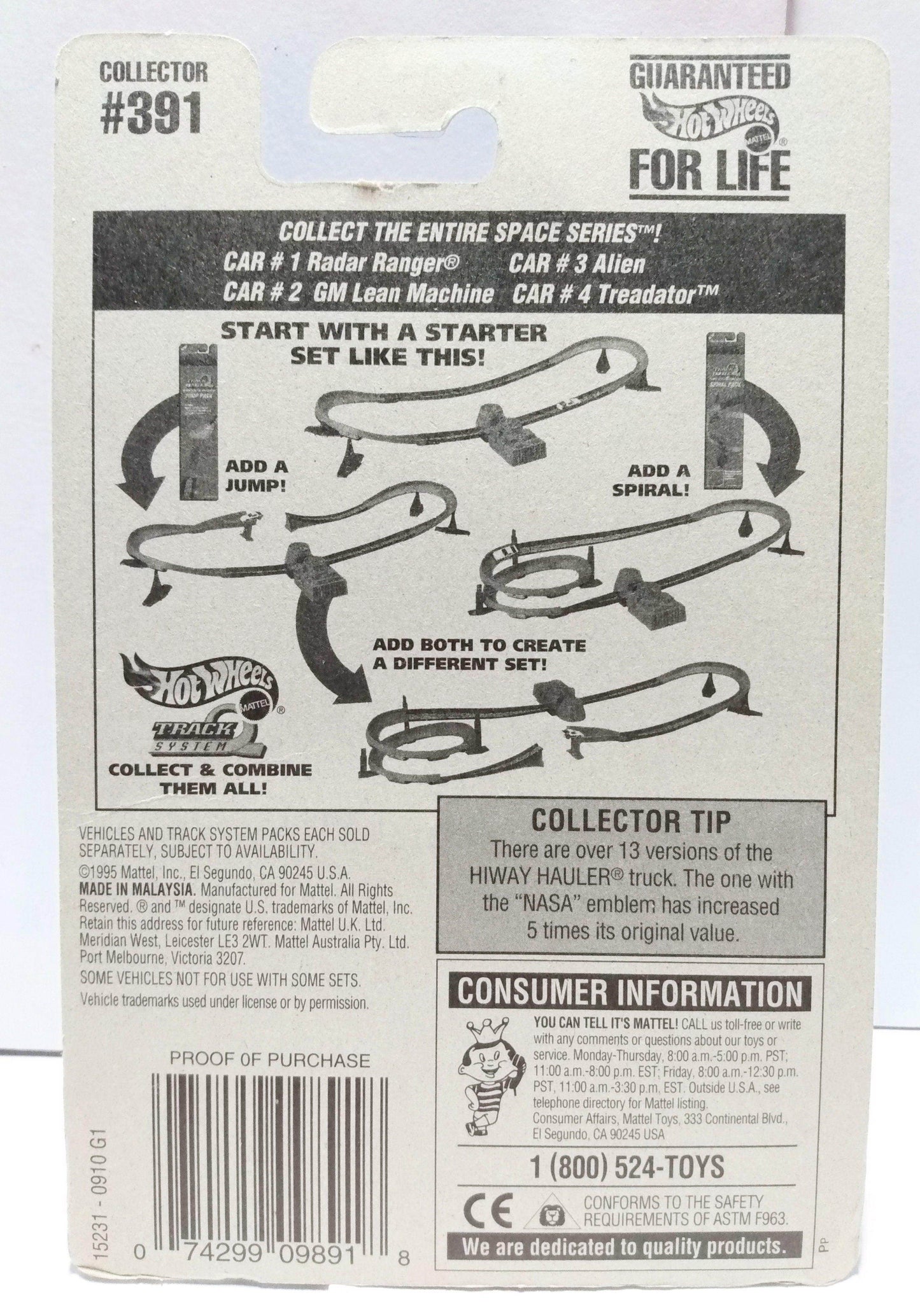 Hot Wheels Space Series Treadator Collector #391 1996 - TulipStuff