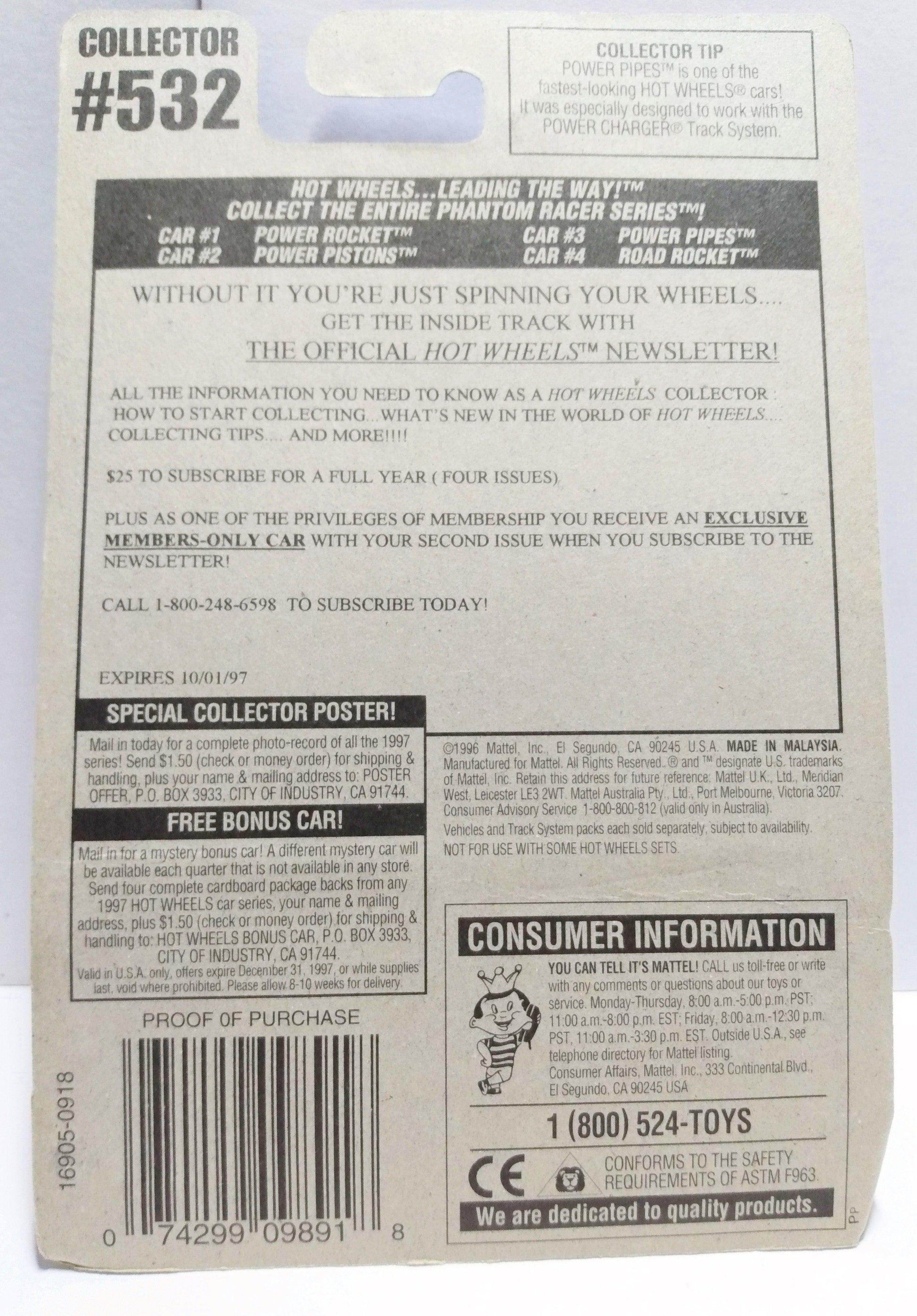 Hot Wheels Phantom Racer Road Rocket Collector #532 1996 - TulipStuff